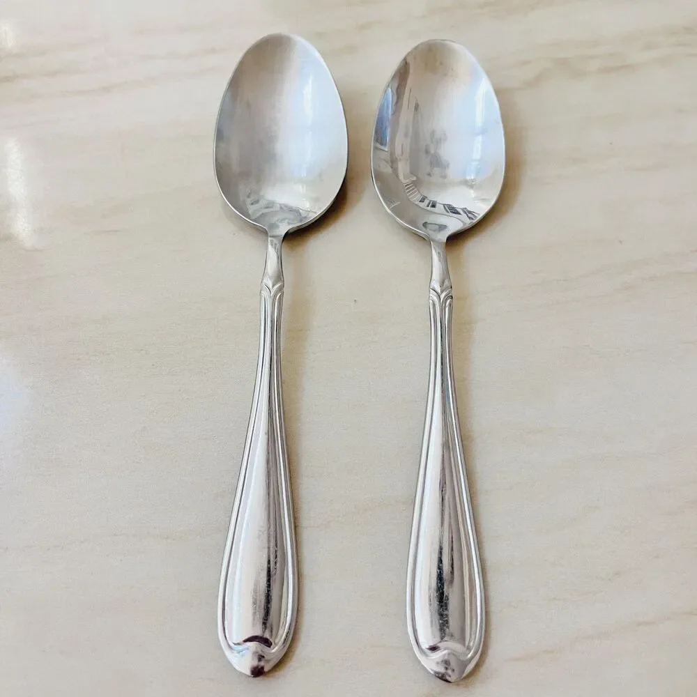 2pc WALLACE Summerset Stainless Teaspoon 6 1/4 in Flatware Replacement PLAINBACK